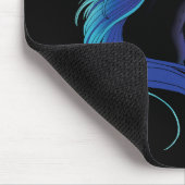 Elegante Zwarte Eenhoorn Blauw Zilver Magische Fan Muismat (Hoek)