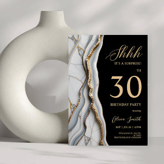 Elegante zwarte en gouden agaat verjaardagsfeest kaart