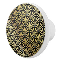 Elegante zwarte en gouden Art Deco-ladeknoppen - S