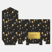 Elegante zwarte en gouden ballonnen bedankdoosjes (Ongevouwen)
