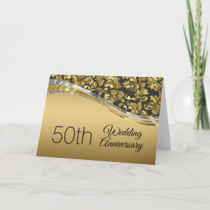 Elegante zwarte en gouden damasten met zilveren ac kaart