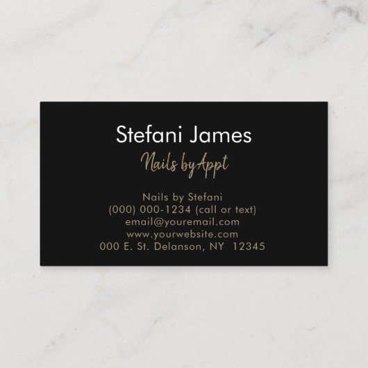 Elegante zwarte en gouden folie tijgerborstelstree visitekaartje (Achterkant)