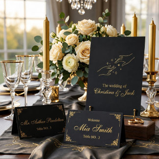 Elegante zwarte en gouden gevouwen huwelijksplaats
