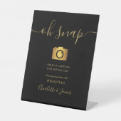 Elegante Zwarte En Gouden Handtekening Script Oh S Reclamebord Met Voetstuk (Voorkant)