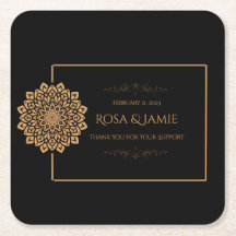 Elegante zwarte en gouden huwelijksfeest coasters