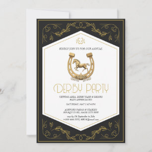 Elegante zwarte en gouden Kentucky Derby-feestuitn Kaart