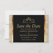 Elegante Zwarte en Gouden Metallic Bruiloft Save The Date (Voorkant)