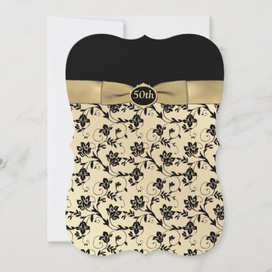 Elegante zwarte en gouden uitnodiging voor 50-jari (Voorkant)