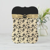 Elegante zwarte en gouden uitnodiging voor 50-jari (Staand voorkant)