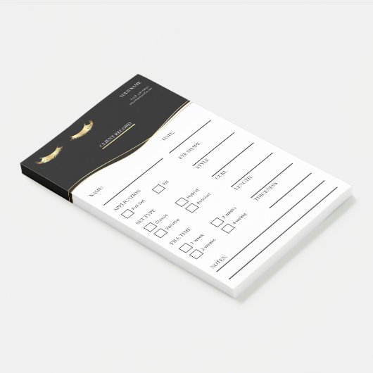 Elegante zwarte en gouden Wimper Client Post-it® Notes (Schuin)