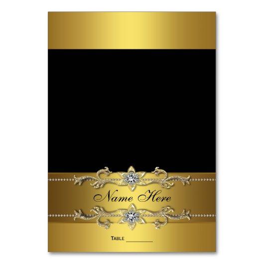Elegante zwarte en gouden zitplaatskaart kaart (Voorkant)