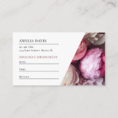 Elegante zwarte en roze bloemen manicurist afsprakenkaartje (Achterkant)