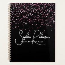 Elegante Zwarte en Roze Glitter Salon Bedrijf