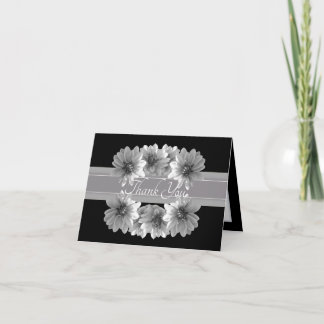 Elegante Zwarte En Witte Dahlia Mooie Dank Je Bedankkaart