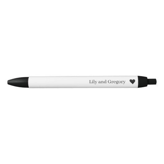 Elegante Zwarte en Witte Hart Stijlvol Inkt Pen (Voorkant)