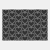 Elegante zwarte en witte harten inpakpapier set (Voorkant)