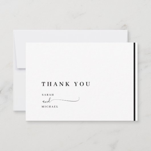 Elegante Zwarte en Witte Klassieke Trouw Dank Je  Bedankkaart (Voorkant)