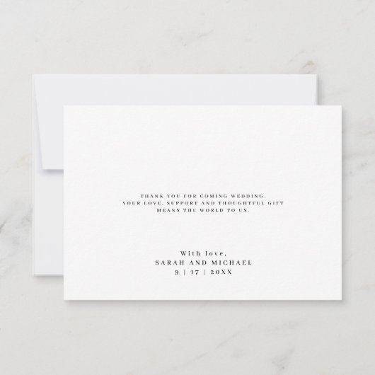 Elegante Zwarte en Witte Klassieke Trouw Dank Je Bedankkaart (Achterkant)