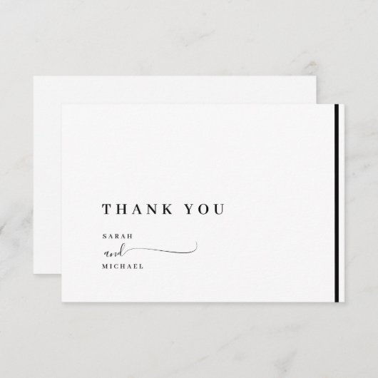Elegante Zwarte en Witte Klassieke Trouw Dank Je Bedankkaart (Voorkant / Achterkant)