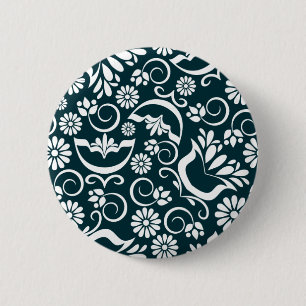 Elegante zwarte en witte knop ronde button 5,7 cm