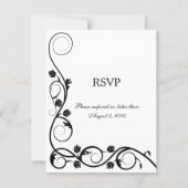 Elegante Zwarte en Witte Krullen RSVP / Antwoord Kaart (Voorkant)
