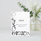 Elegante Zwarte en Witte Krullen RSVP / Antwoord Kaart (Staand voorkant)