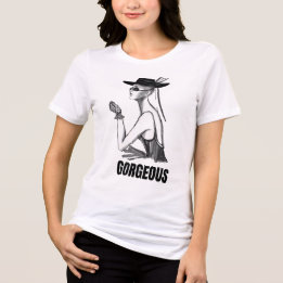 Elegante zwarte en witte mode-illustratie T-shirt