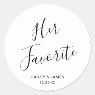 Elegante Zwarte en Witte Moderne Trouwdag Ronde Sticker