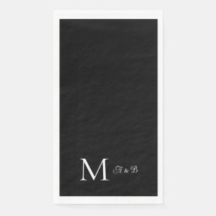 Elegante zwarte en witte monogram papieren gastdoe servet