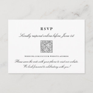Elegante zwarte en witte online RSVP QR-code Informatiekaartje