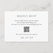 Elegante Zwarte en Witte QR Code Moderne Trouwdag RSVP Kaartje (Voorkant)