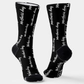 Elegante zwarte en witte script aangepaste moederd sokken (Gebogen)