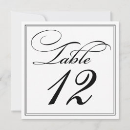 Elegante zwarte en witte script tafelnummerkaarten kaart