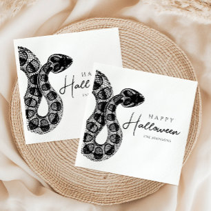 Elegante Zwarte En Witte Slang Halloween Servet
