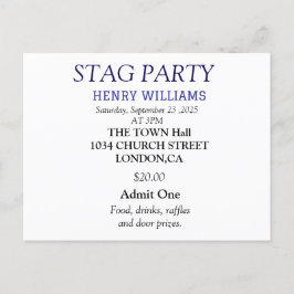 Elegante zwarte en witte stagparty-uitnodiging briefkaart