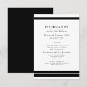 Elegante zwarte en witte trouwdetails kaart (Voorkant / Achterkant)