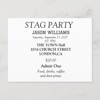 Elegante zwarte en witte vrijgezellenfeest uitnodi briefkaart