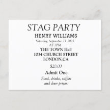 Elegante zwarte en witte vrijgezellenfeest uitnodi