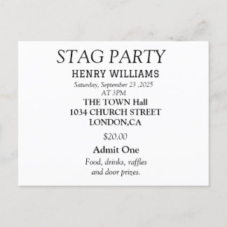 Elegante zwarte en witte vrijgezellenfeest uitnodi briefkaart