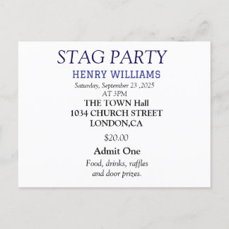 Elegante zwarte en witte vrijgezellenfeest uitnodi briefkaart