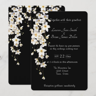 Elegante zwarte en witte waterverf bloemen kaart