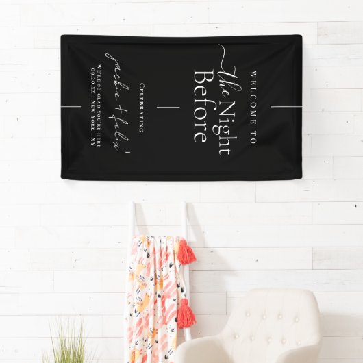 Elegante zwarte en witte welkom bij het oefendiner spandoek (Insitu)