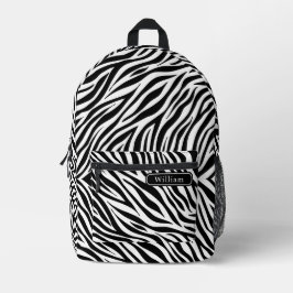 Elegante zwarte en witte zebra strepenprint koel bedrukte rugzak