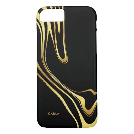 Elegante zwarte en zwarte goudzeugen Case-Mate iPhone case (Achterkant)