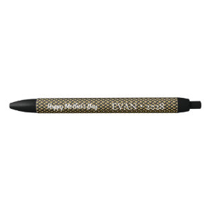 Elegante zwarte faux gouden foliehartjes Moederdag Inkt Pen