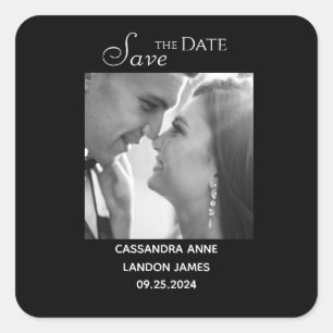 Elegante Zwarte Foto Chique Stijlvolle Typografie Vierkante Sticker