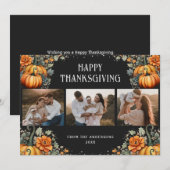 Elegante zwarte foto Happy Thanksgiving Kaart (Voorkant / Achterkant)