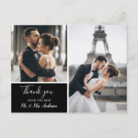 Elegante zwarte fotocollage | Blank bedankt