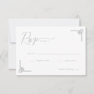 Elegante Zwarte Geometrische RSVP Kaartje