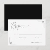 Elegante Zwarte Geometrische RSVP Kaartje (Voorkant / Achterkant)